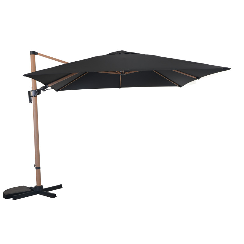 Parasol déporté orientable avec manivelle LB gris 300 x 300 cm