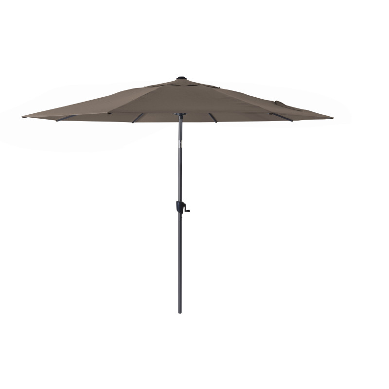 Parasol droit inclinable avec manivelle taupe Ø 300 cm