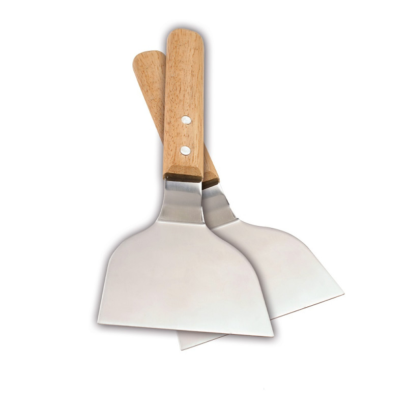 Spatule en acier inoxydable et en bois pour plancha 2 pièces COOK'IN GARDEN