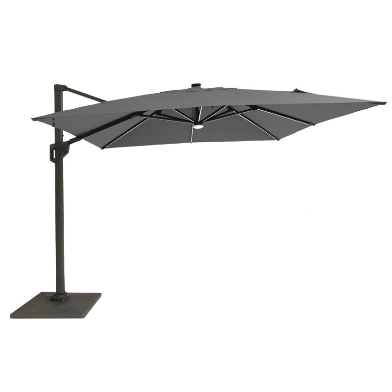 Parasol déporté inclinable avec manivelle Elios LED chiné clair 300 x 300 cm