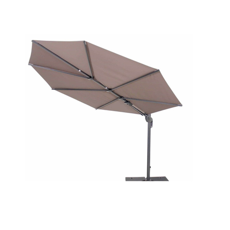 Parasol déporté inclinable Feuille Luxe taupe 276 x 273 cm