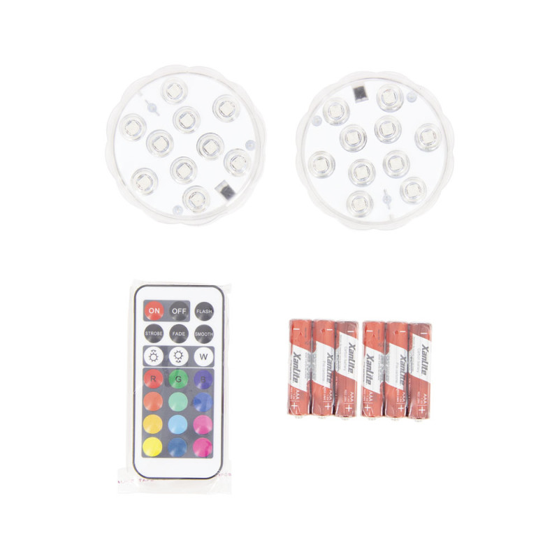 Lot de 2 lampes flottantes LED avec télécommande Ø 7 x 2,8 cm XANLITE Lot de 2 lampes flottantes LED avec télécommande Ø 7 x 2,8 cm XANLITE