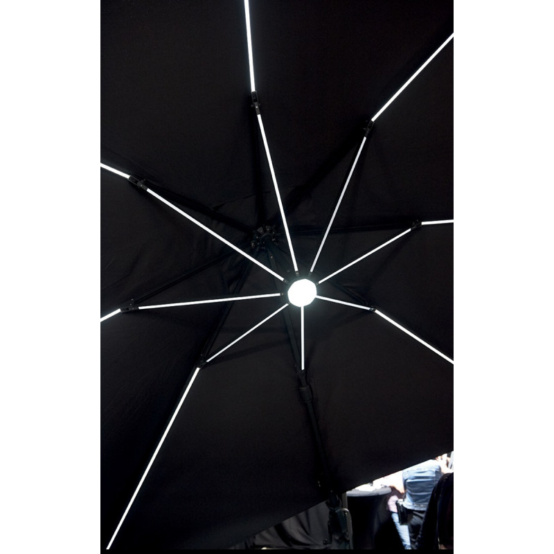 Parasol déporté inclinable avec éclairage LED anthracite 300 x 300 cm