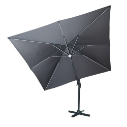 Parasol déporté inclinable avec éclairage LED anthracite 300 x 300 cm