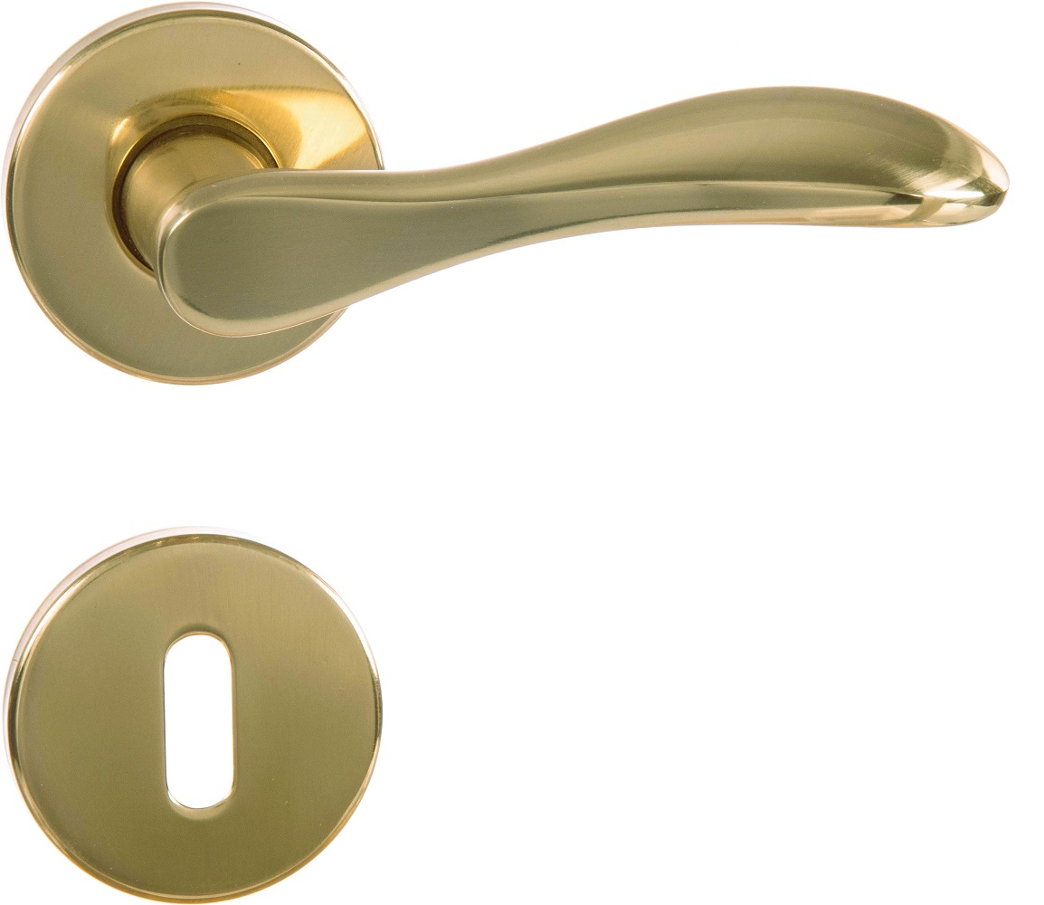 Poignée De Porte D Entrée Extérieure En Laiton Poignée de porte avec rosace et entrée en laiton poli LINEA BERTOMANI