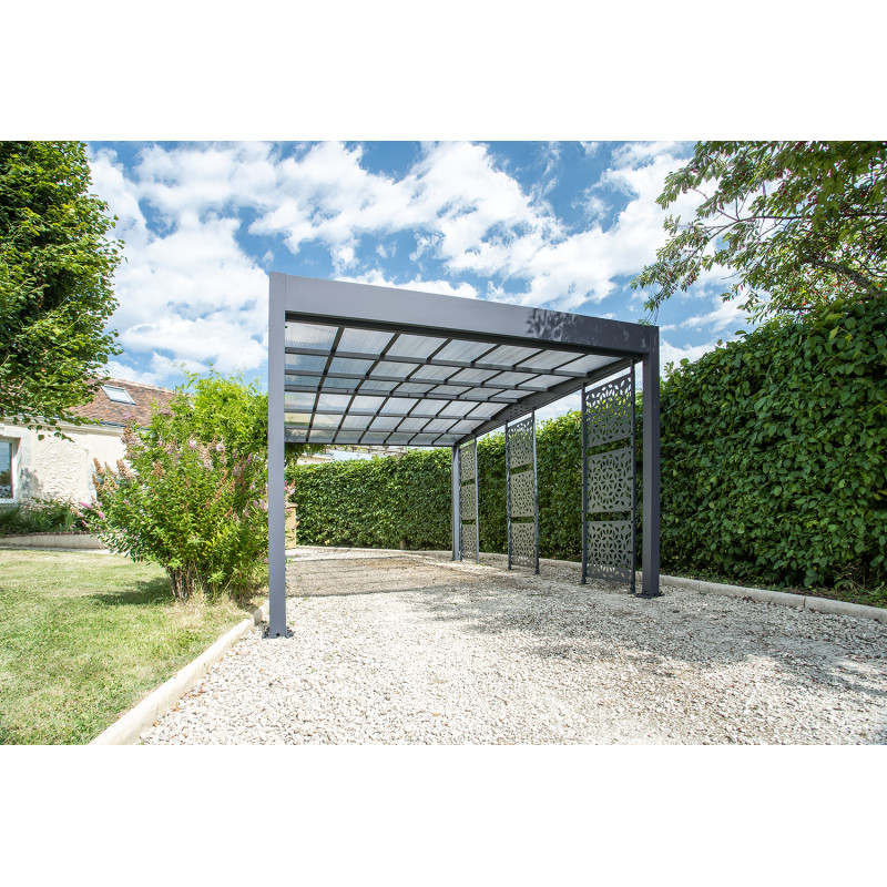 Carport Libeccio en aluminium 16,6 m² avec 3 claustras