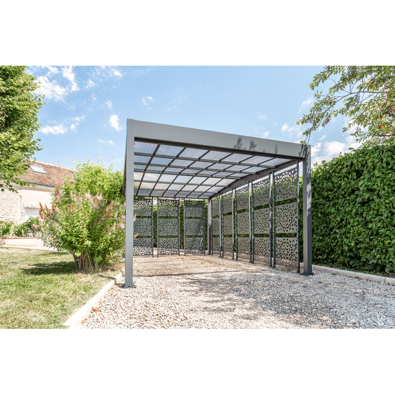 Carport Libeccio en aluminium 16,6 m² avec 8 claustras