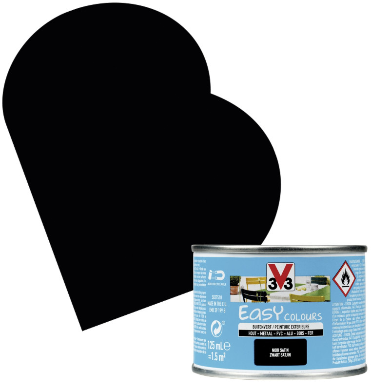 Peinture extérieure Easy Colours noir satiné 0,125 L V33