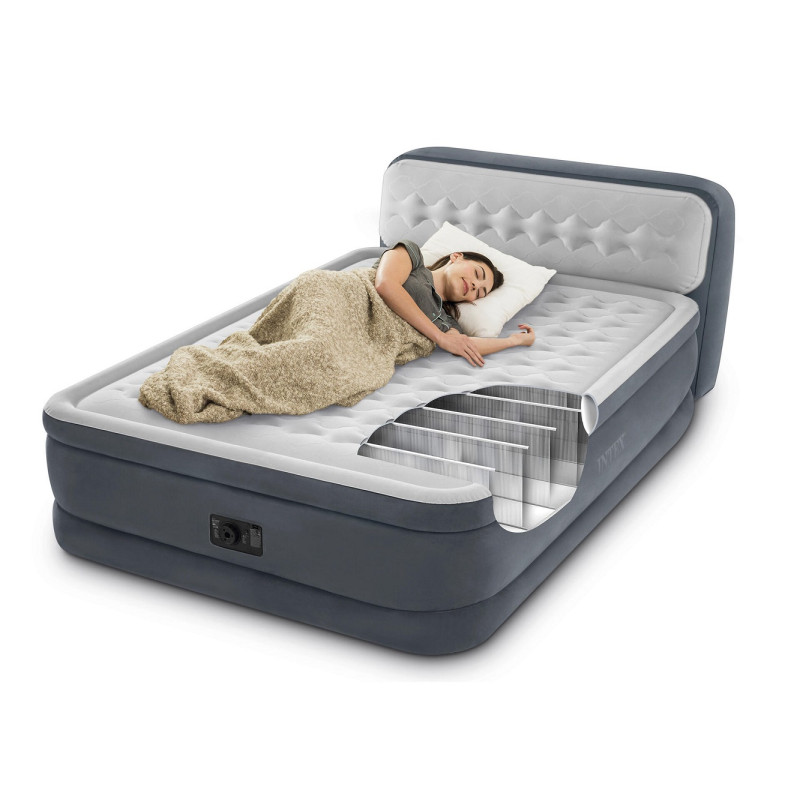 Matelas gonflable Queen Dura Beam Headboard 152 x 236 x 86 cm INTEX Matelas gonflable Queen Dura Beam Headboard 152 x 236 x 86 cm INTEX