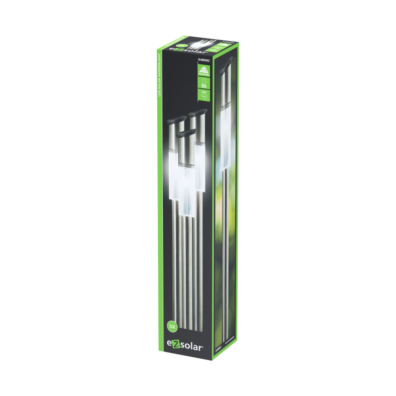 Lot de 3 piquets solaires LED blanc froid 1,2 W ELTRA Lot de 3 piquets solaires LED blanc froid 1,2 W ELTRA