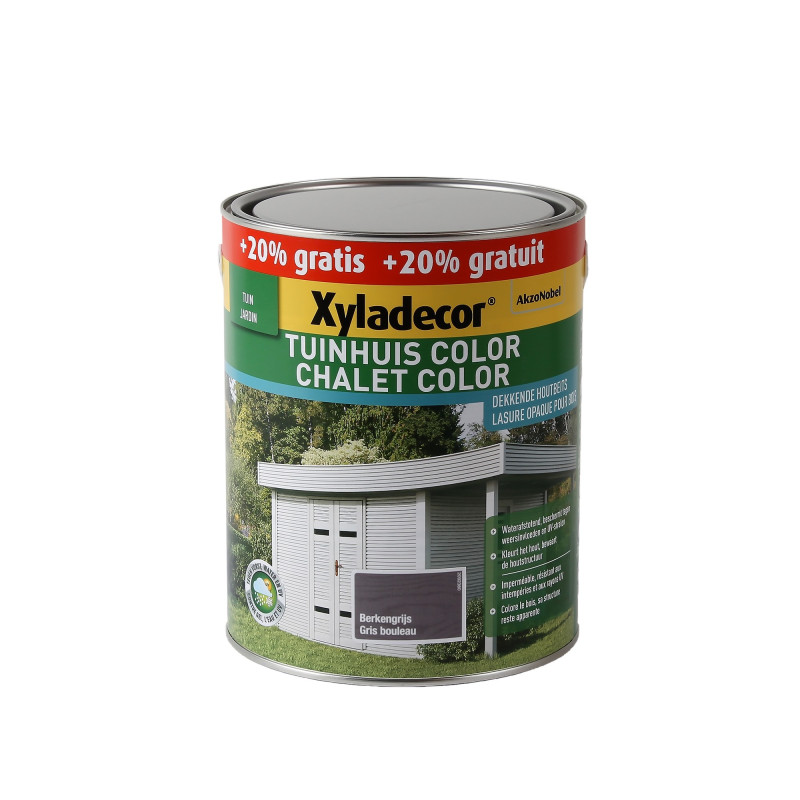 Lasure Chalet Color gris bouleau 2,5 L + 0,5 L gratuit XYLADECOR