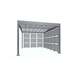 Carport Libeccio en aluminium 16,6 m² avec 8 claustras