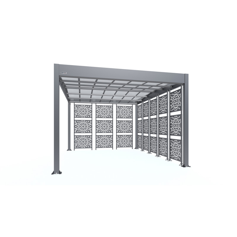 Carport Libeccio en aluminium 16,6 m² avec 8 claustras