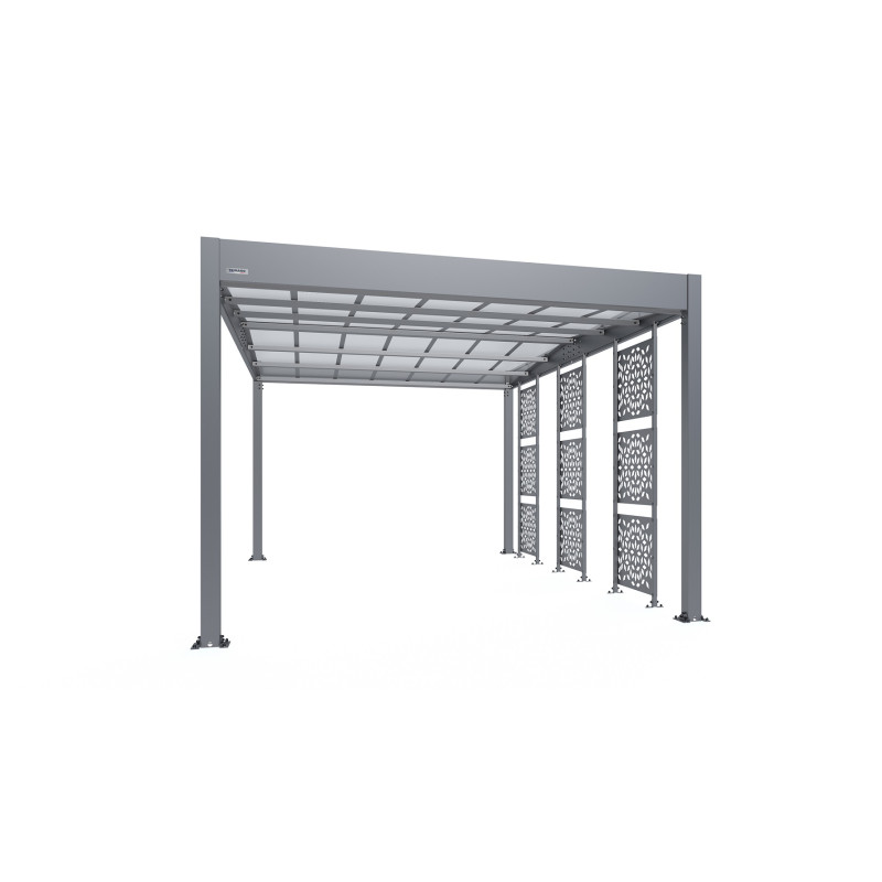 Carport Libeccio en aluminium 16,6 m² avec 3 claustras