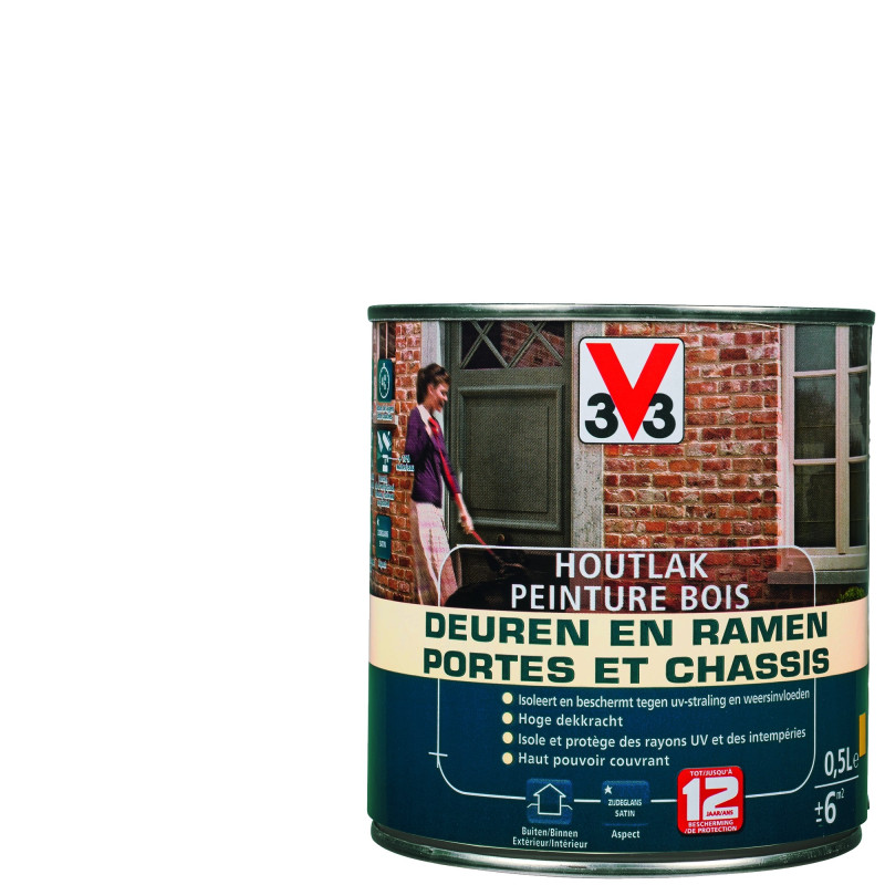 Peinture Bois Portes & Châssis pure white 0,5 L V33