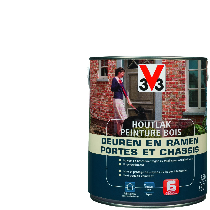 Peinture Bois Portes & Châssis pure white 2,5 L V33