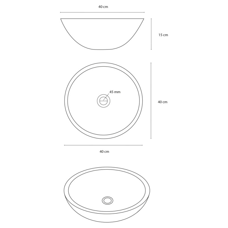 Vasque à poser Sandstone ronde Ø 40 x 12 cm DIFFERNZ Vasque à poser Sandstone ronde Ø 40 x 12 cm DIFFERNZ