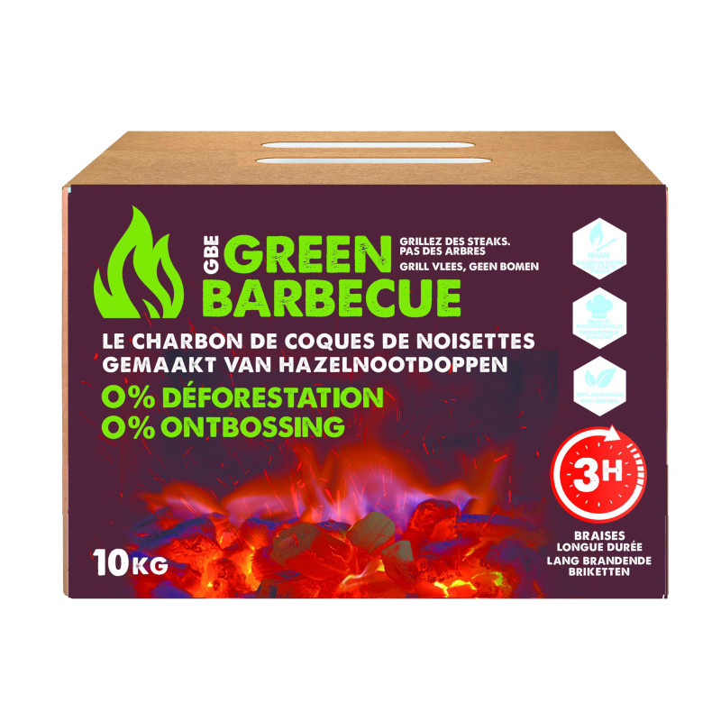 Charbon de coques de noisette GreenBarbecue 10 kg