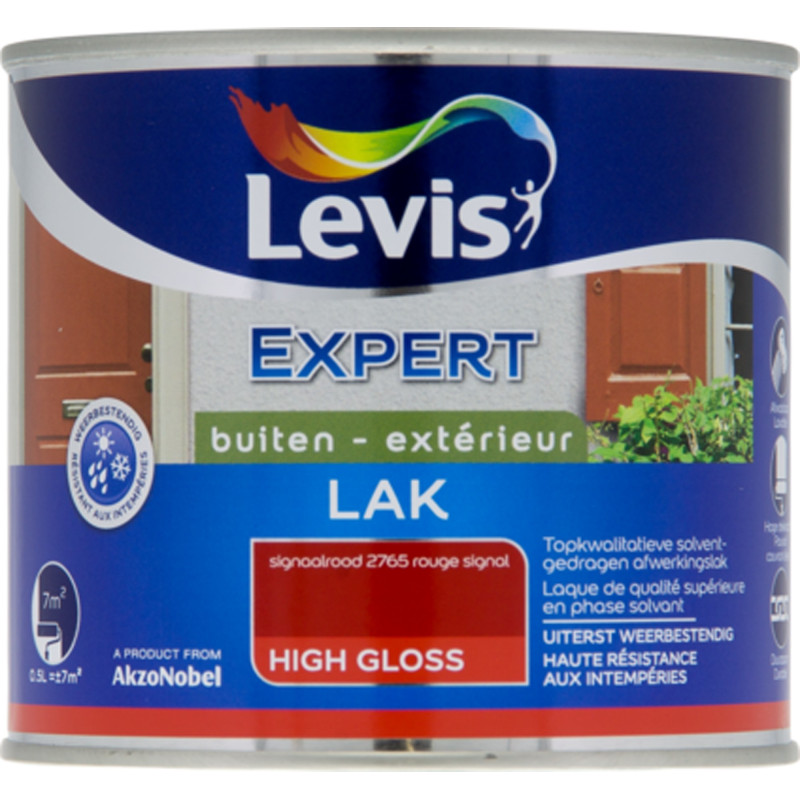 Laque Expert Extérieur rouge signal brillant 0,5 L LEVIS