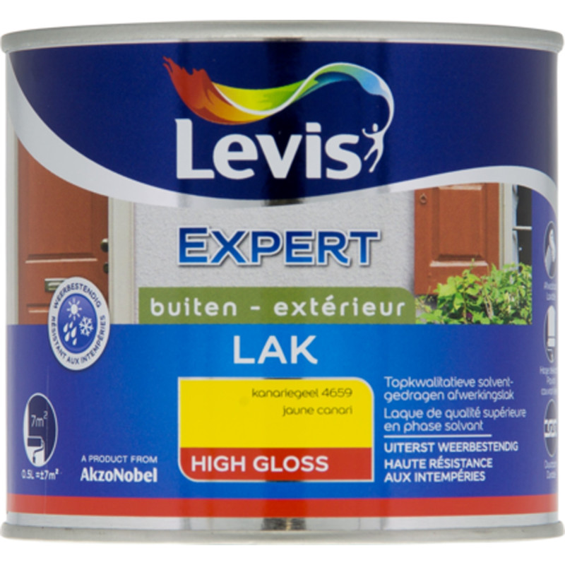 Laque Expert Extérieur jaune canari brillant 0,5 L LEVIS