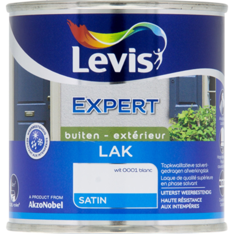 Laque Expert Extérieur blanc satiné 0,25 L LEVIS