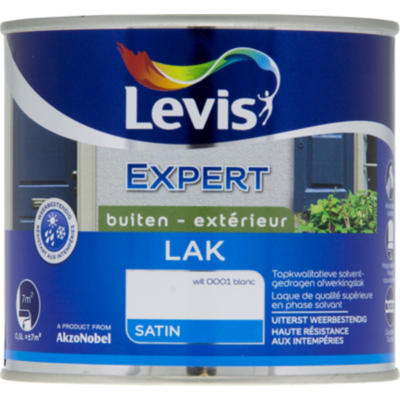 Laque Expert Extérieur blanc satiné 0,5 L LEVIS