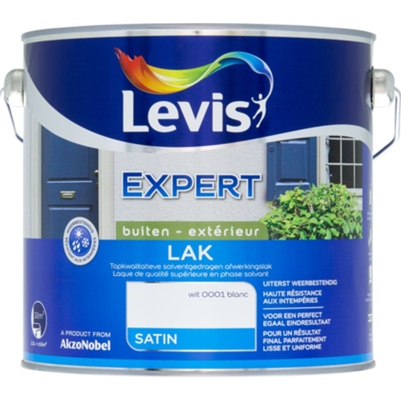 Laque Expert Extérieur blanc satiné 2,5 L LEVIS