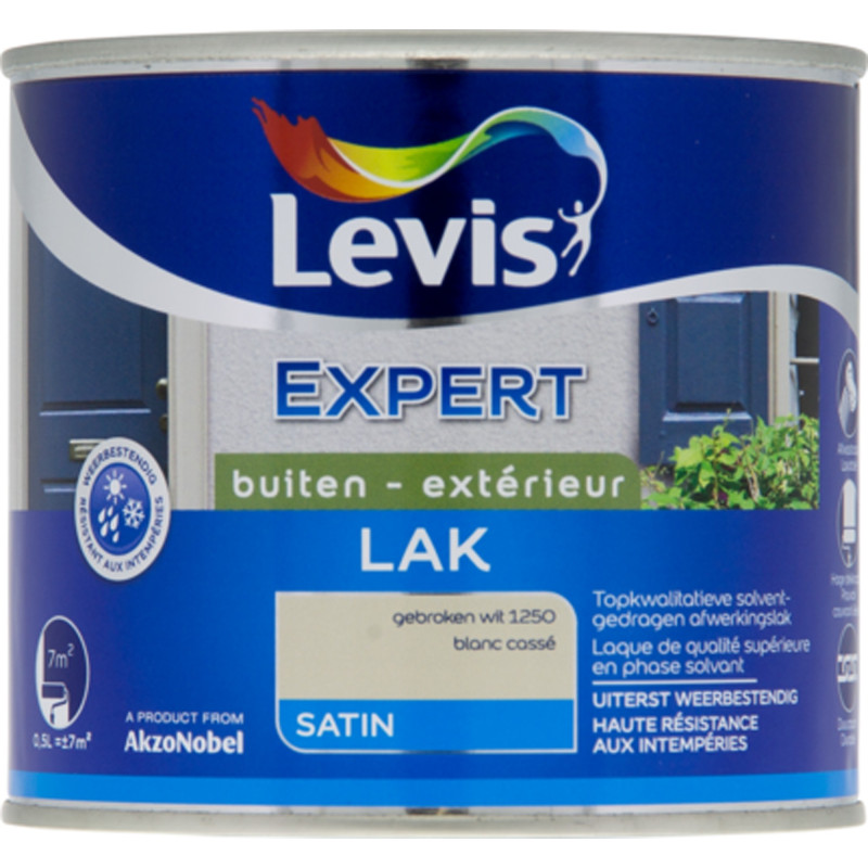 Laque Expert Extérieur blanc cassé satiné 0,5 L LEVIS