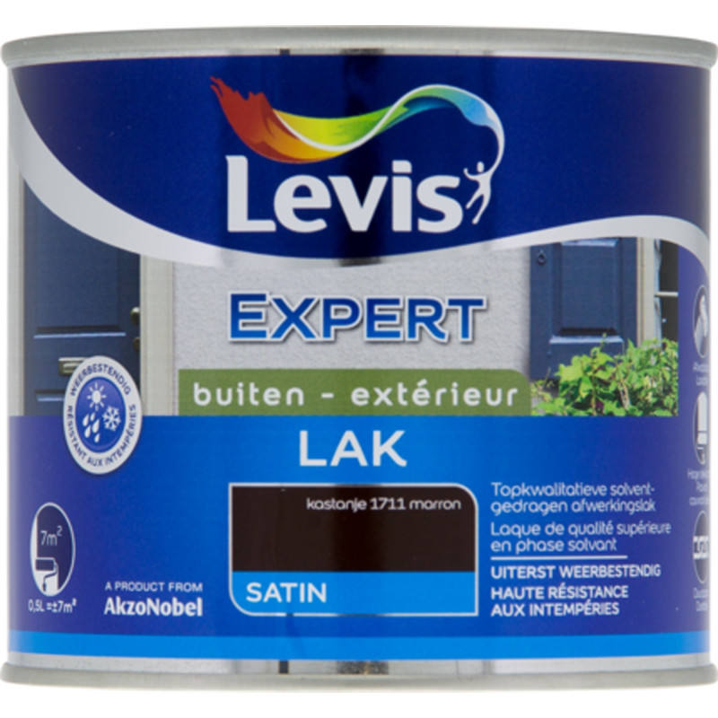 Laque Expert Extérieur marron satiné 0,5 L LEVIS