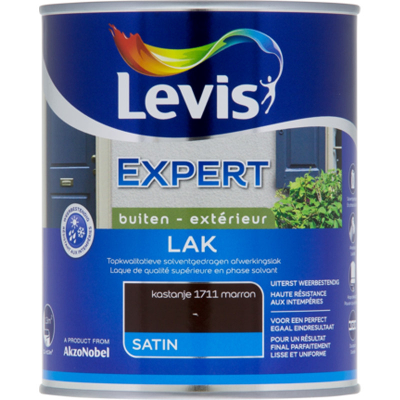 Laque Expert Extérieur marron satiné 1 L LEVIS