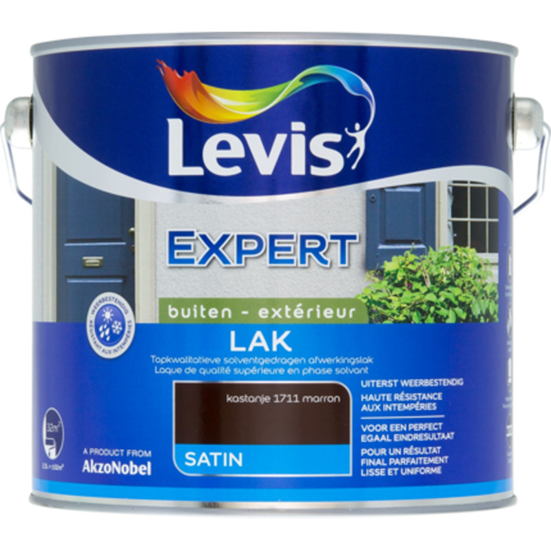 Laque Expert Extérieur marron satiné 2,5 L LEVIS