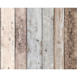 Papier peint Intissé Planche Brun Gris Bleu – Style Moderne | AS CREATION