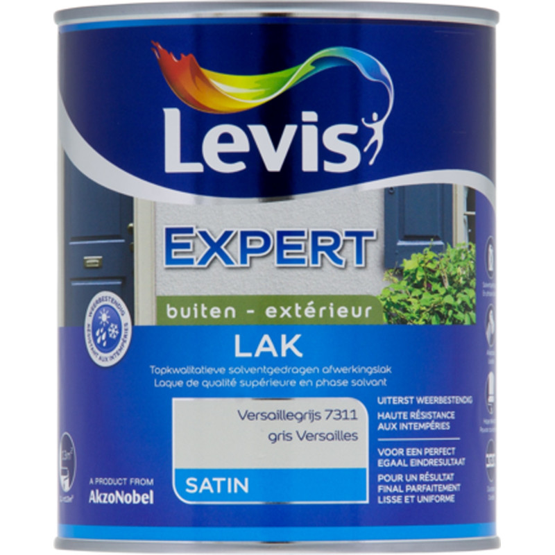 Laque Expert Extérieur gris Versailles satiné 1 L LEVIS