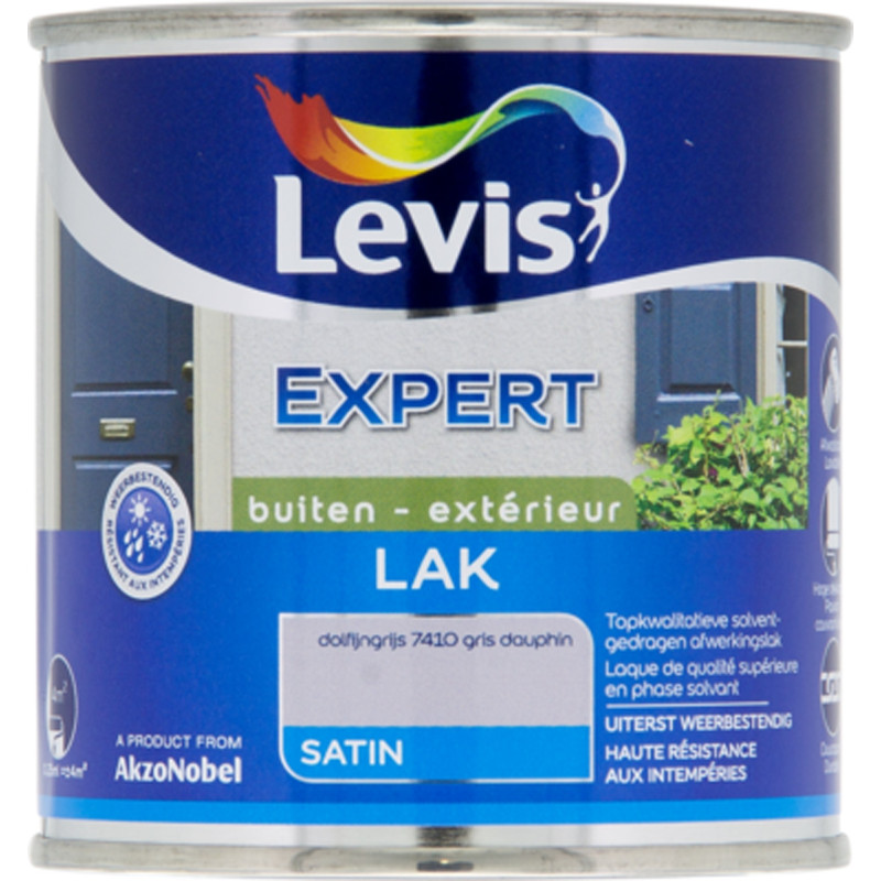 Laque Expert Extérieur gris dauphin satiné 0,25 L LEVIS