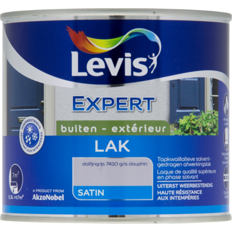 Laque Expert Extérieur gris dauphin satiné 0,5 L LEVIS