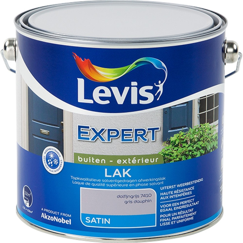 Laque Expert Extérieur gris dauphin satiné 2,5 L LEVIS