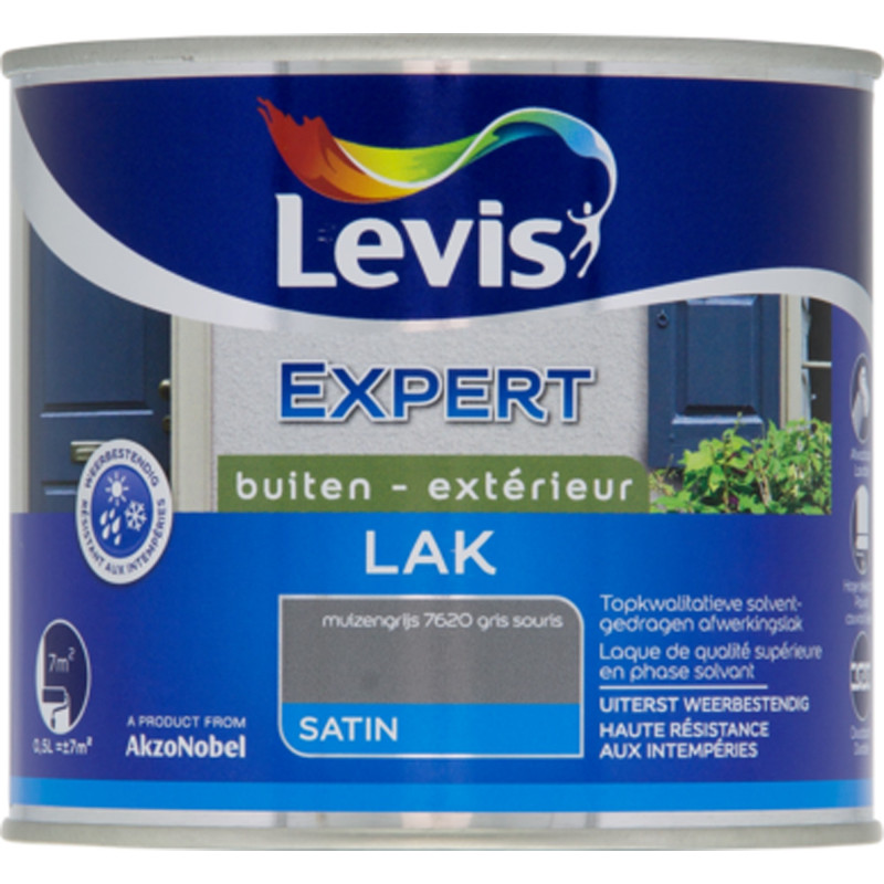 Laque Expert Extérieur gris souris satiné 0,5 L LEVIS