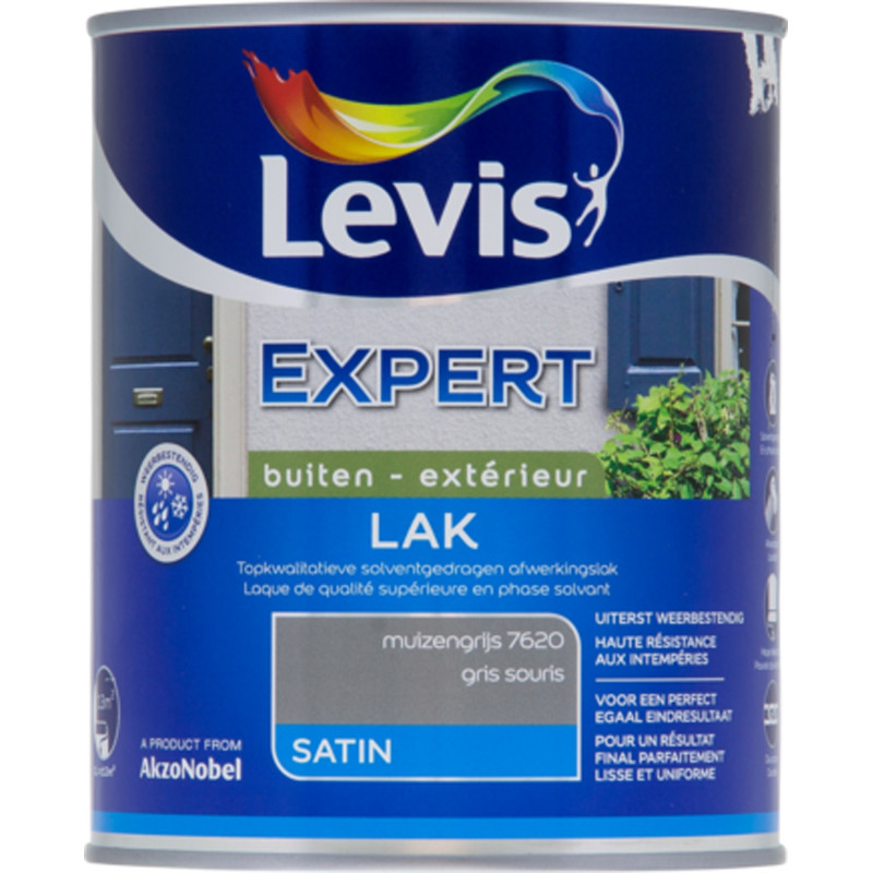 Laque Expert Extérieur gris souris satiné 1 L LEVIS