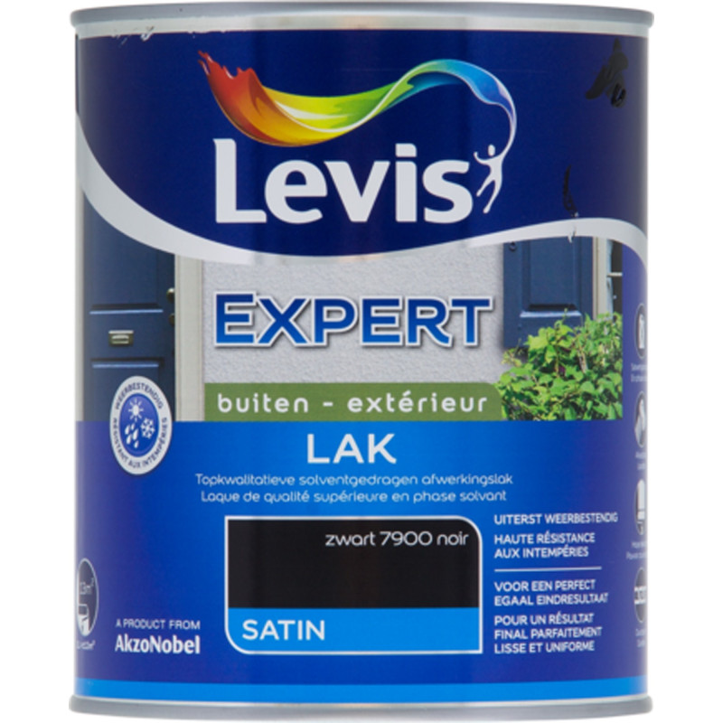 Laque Expert Extérieur noir satiné 1 L LEVIS