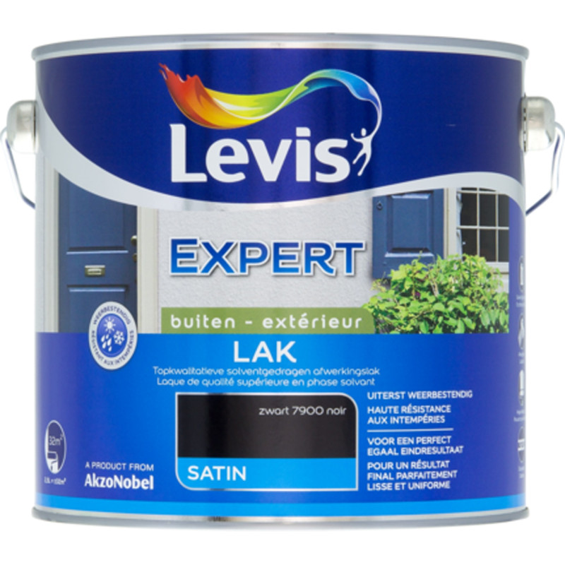 Laque Expert Extérieur noir satiné 2,5 L LEVIS