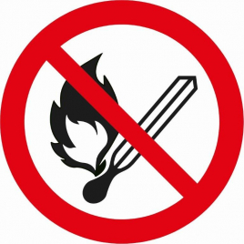 Pictogramme adhésif flammes et feux interdits Ø 15 cm