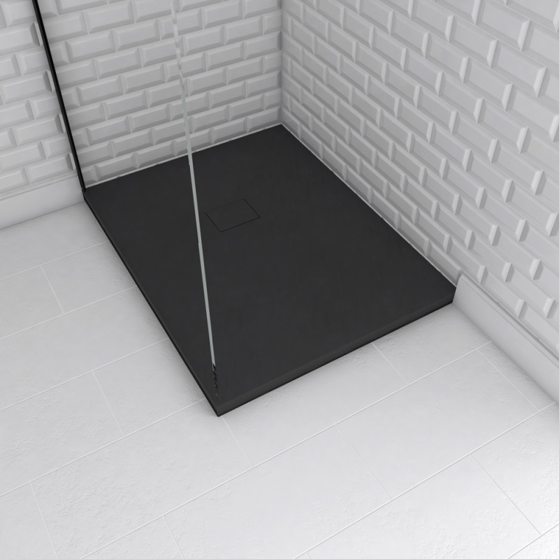 Receveur de douche Stone 2 noir rectangle 70 x 90 cm AURLANE Receveur de douche Stone 2 noir rectangle 70 x 90 cm AURLANE