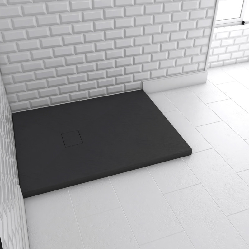Receveur de douche Stone 2 noir rectangle 70 x 90 cm AURLANE Receveur de douche Stone 2 noir rectangle 70 x 90 cm AURLANE