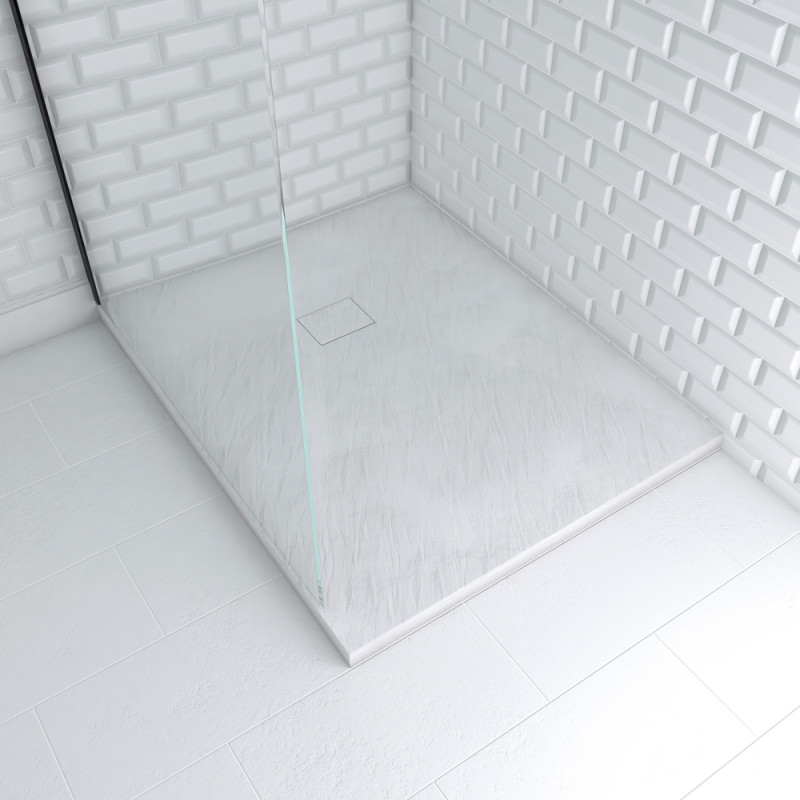 Receveur de douche Stone 2 blanc rectangle 80 x 100 cm AURLANE