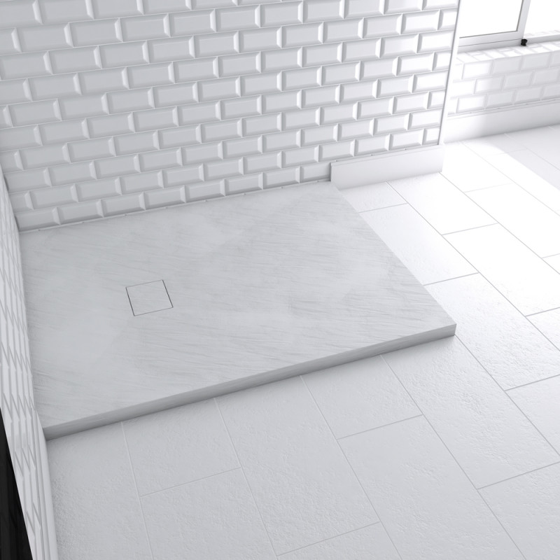 Receveur de douche Stone 2 blanc rectangle 80 x 100 cm AURLANE
