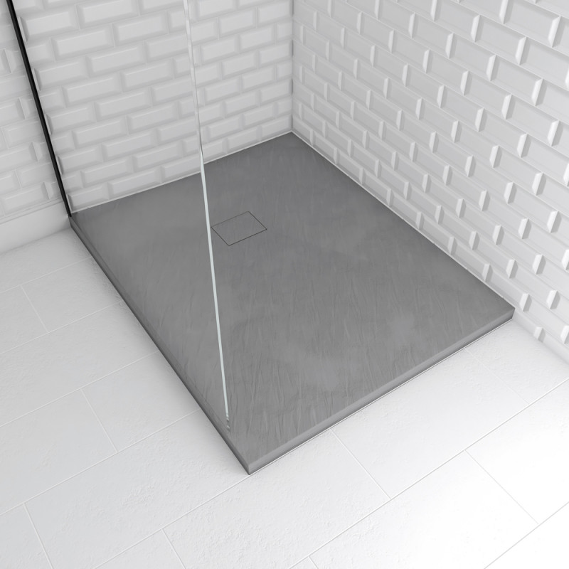 Receveur de douche Stone 2 gris rectangle 80 x 100 cm AURLANE Receveur de douche Stone 2 gris rectangle 80 x 100 cm AURLANE