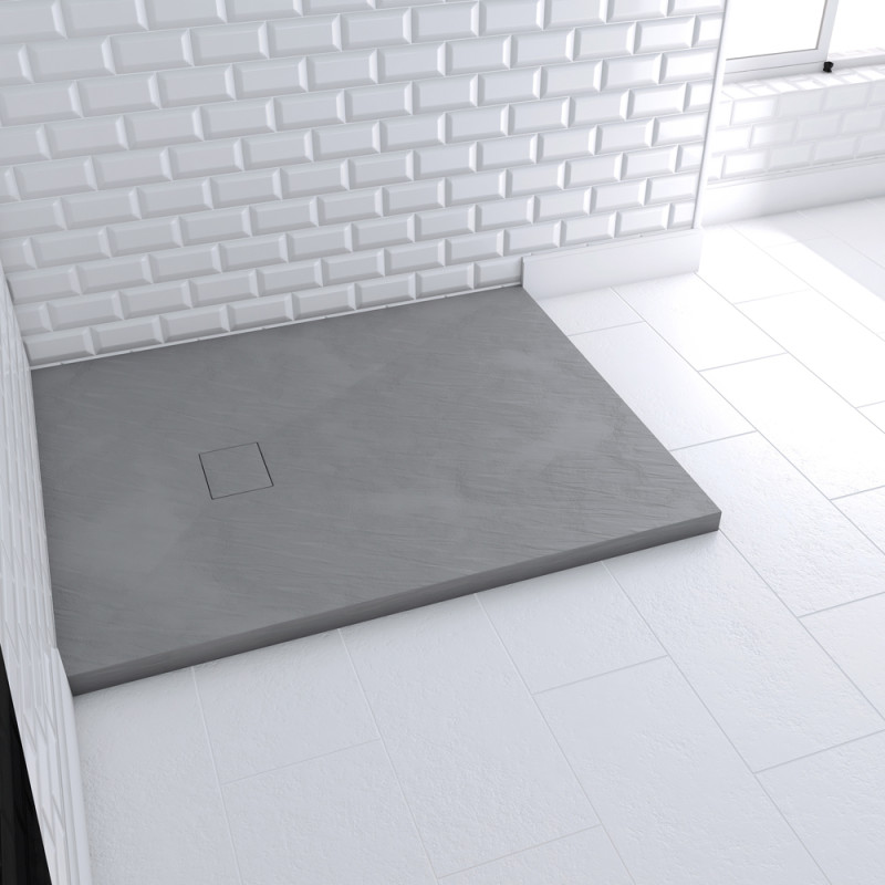 Receveur de douche Stone 2 gris rectangle 80 x 100 cm AURLANE Receveur de douche Stone 2 gris rectangle 80 x 100 cm AURLANE