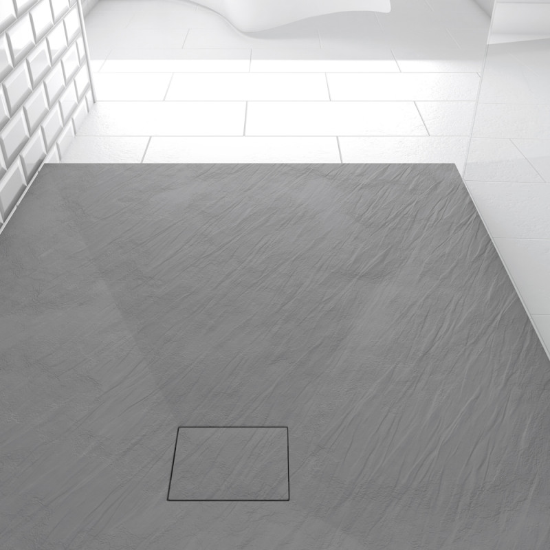 Receveur de douche Stone 2 gris rectangle 80 x 100 cm AURLANE Receveur de douche Stone 2 gris rectangle 80 x 100 cm AURLANE