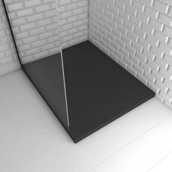 Receveur de douche Stone 2 noir rectangle 80 x 100 cm AURLANE Receveur de douche Stone 2 noir rectangle 80 x 100 cm AURLANE