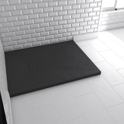 Receveur de douche Stone 2 noir rectangle 80 x 100 cm AURLANE Receveur de douche Stone 2 noir rectangle 80 x 100 cm AURLANE